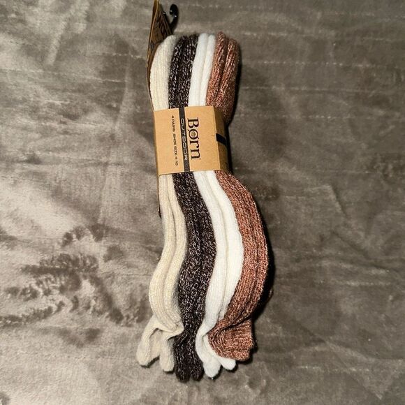 BORN Earth Tones IvoryβBrown White US W 4-10 Super Soft Quarter Socks Pack of 4 - Picture 8 of 13